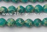 CDE2171 15.5 inches 8mm faceted round dyed sea sediment jasper beads