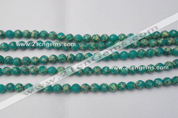 CDE2171 15.5 inches 8mm faceted round dyed sea sediment jasper beads