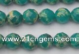 CDE2172 15.5 inches 10mm faceted round dyed sea sediment jasper beads