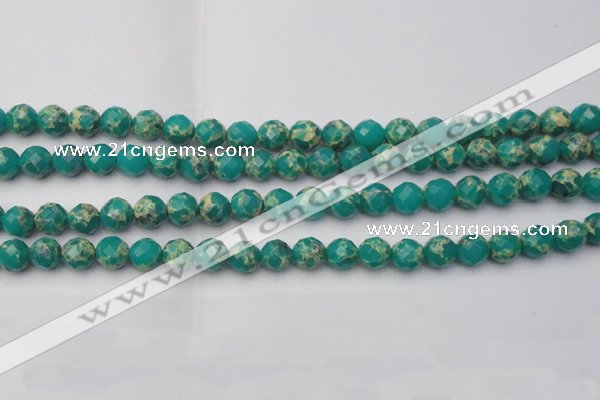 CDE2172 15.5 inches 10mm faceted round dyed sea sediment jasper beads