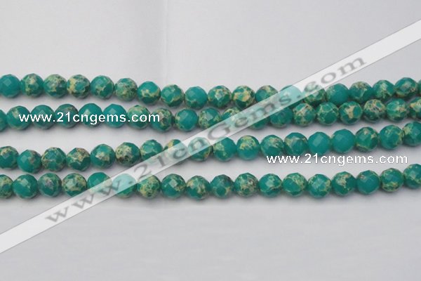 CDE2173 15.5 inches 12mm faceted round dyed sea sediment jasper beads