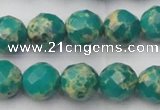 CDE2174 15.5 inches 14mm faceted round dyed sea sediment jasper beads