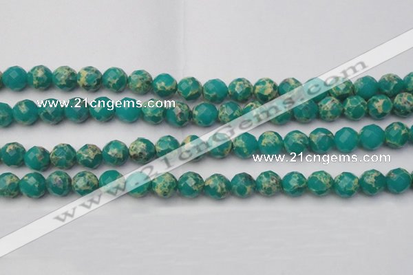 CDE2174 15.5 inches 14mm faceted round dyed sea sediment jasper beads