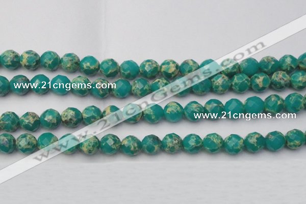 CDE2175 15.5 inches 16mm faceted round dyed sea sediment jasper beads