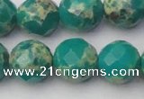 CDE2177 15.5 inches 20mm faceted round dyed sea sediment jasper beads