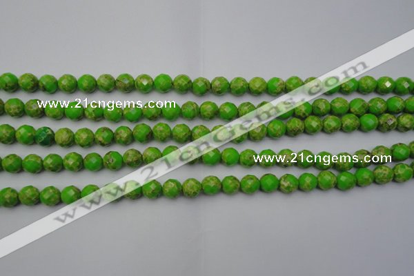 CDE2180 15.5 inches 6mm faceted round dyed sea sediment jasper beads