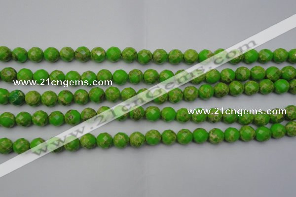 CDE2181 15.5 inches 8mm faceted round dyed sea sediment jasper beads