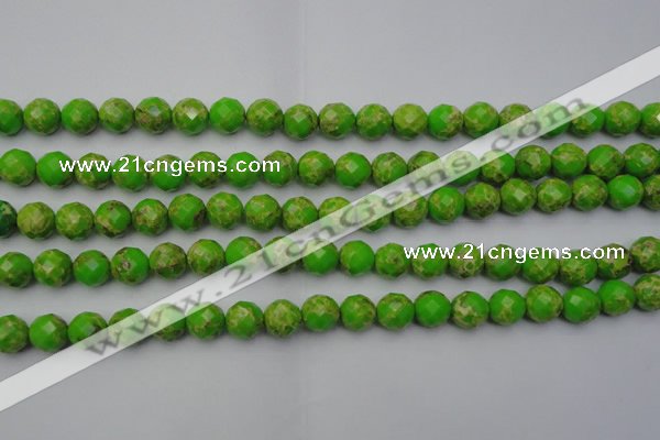 CDE2182 15.5 inches 10mm faceted round dyed sea sediment jasper beads