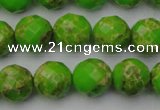 CDE2184 15.5 inches 14mm faceted round dyed sea sediment jasper beads