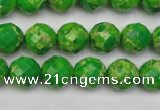 CDE2190 15.5 inches 6mm faceted round dyed sea sediment jasper beads