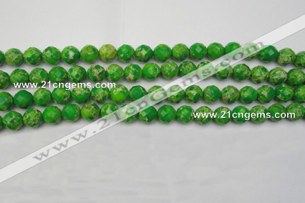 CDE2191 15.5 inches 8mm faceted round dyed sea sediment jasper beads