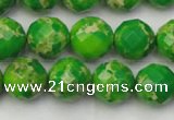 CDE2192 15.5 inches 10mm faceted round dyed sea sediment jasper beads