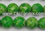 CDE2194 15.5 inches 14mm faceted round dyed sea sediment jasper beads