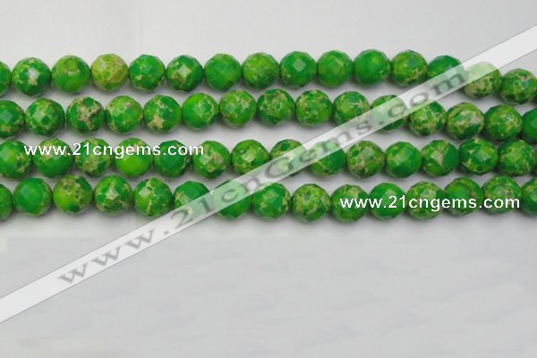 CDE2194 15.5 inches 14mm faceted round dyed sea sediment jasper beads