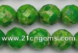 CDE2195 15.5 inches 16mm faceted round dyed sea sediment jasper beads