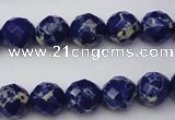 CDE2211 15.5 inches 8mm faceted round dyed sea sediment jasper beads