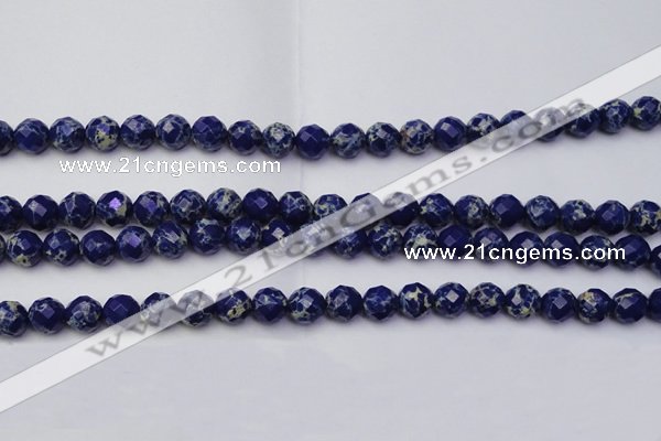 CDE2212 15.5 inches 10mm faceted round dyed sea sediment jasper beads