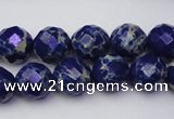 CDE2213 15.5 inches 12mm faceted round dyed sea sediment jasper beads