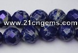 CDE2214 15.5 inches 14mm faceted round dyed sea sediment jasper beads