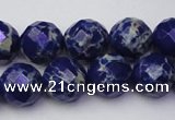 CDE2215 15.5 inches 16mm faceted round dyed sea sediment jasper beads