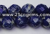 CDE2216 15.5 inches 18mm faceted round dyed sea sediment jasper beads