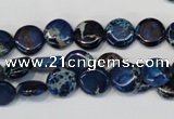 CDE230 15.5 inches 10mm flat round dyed sea sediment jasper beads