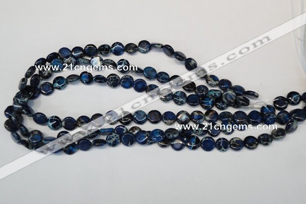 CDE230 15.5 inches 10mm flat round dyed sea sediment jasper beads