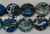 CDE232 15.5 inches 16mm flat round dyed sea sediment jasper beads