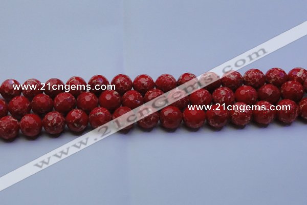 CDE2514 15.5 inches 14mm faceted round dyed sea sediment jasper beads