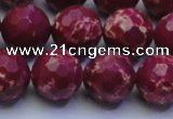 CDE2521 15.5 inches 14mm faceted round dyed sea sediment jasper beads