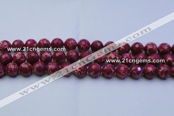 CDE2521 15.5 inches 14mm faceted round dyed sea sediment jasper beads