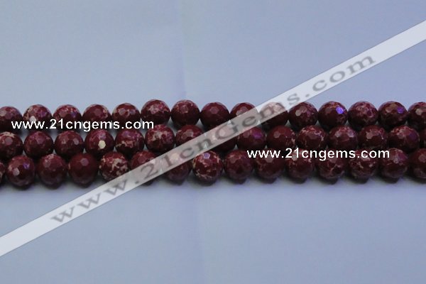 CDE2528 15.5 inches 14mm faceted round dyed sea sediment jasper beads