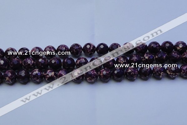 CDE2535 15.5 inches 14mm faceted round dyed sea sediment jasper beads