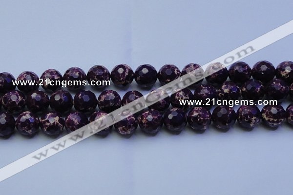 CDE2537 15.5 inches 18mm faceted round dyed sea sediment jasper beads