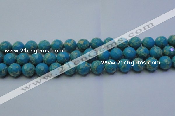 CDE2549 15.5 inches 14mm faceted round dyed sea sediment jasper beads