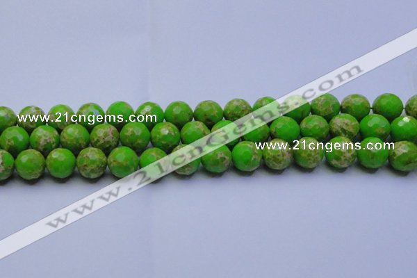 CDE2556 15.5 inches 14mm faceted round dyed sea sediment jasper beads