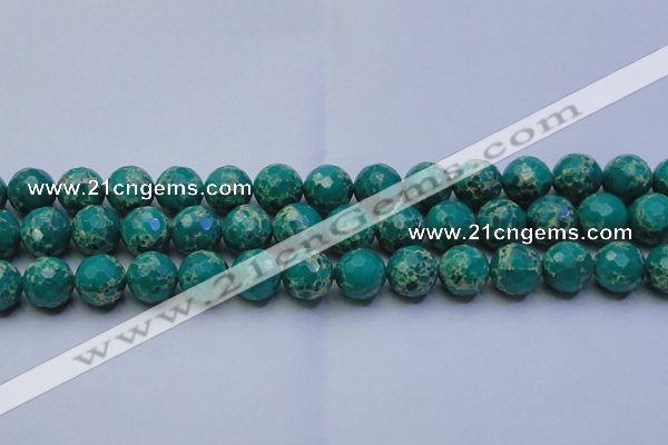 CDE2564 15.5 inches 14mm faceted round dyed sea sediment jasper beads