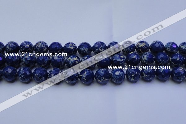 CDE2580 15.5 inches 16mm faceted round dyed sea sediment jasper beads