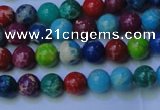 CDE2688 15.5 inches 4mm round mixed color sea sediment jasper beads