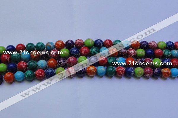 CDE2691 15.5 inches 10mm round mixed color sea sediment jasper beads