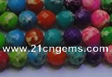 CDE2695 6mm faceted round mixed color sea sediment jasper beads