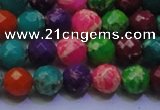 CDE2696 8mm faceted round mixed color sea sediment jasper beads