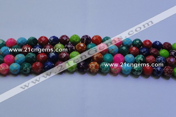 CDE2698 12mm faceted round mixed color sea sediment jasper beads