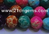 CDE2699 14mm faceted round mixed color sea sediment jasper beads