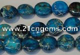 CDE305 15.5 inches 12mm flat round dyed sea sediment jasper beads