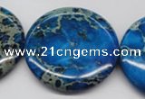 CDE310 15.5 inches 40mm flat round dyed sea sediment jasper beads