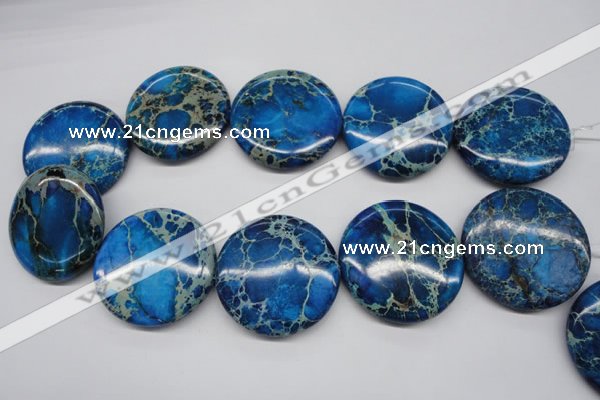 CDE310 15.5 inches 40mm flat round dyed sea sediment jasper beads