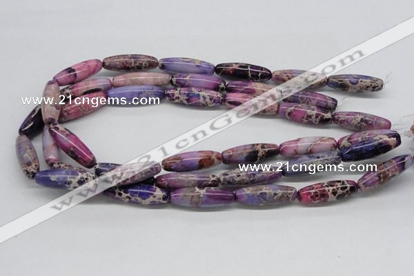 CDE33 15.5 inches 10*30mm rice dyed sea sediment jasper beads