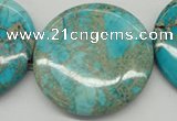 CDE353 15.5 inches 45mm flat round dyed sea sediment jasper beads