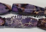 CDE386 15.5 inches 12*40mm faceted rice dyed sea sediment jasper beads